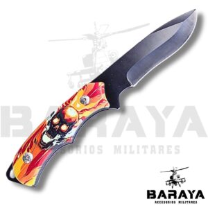 CUCHILLO CALAVERA ROJA NARANJA
