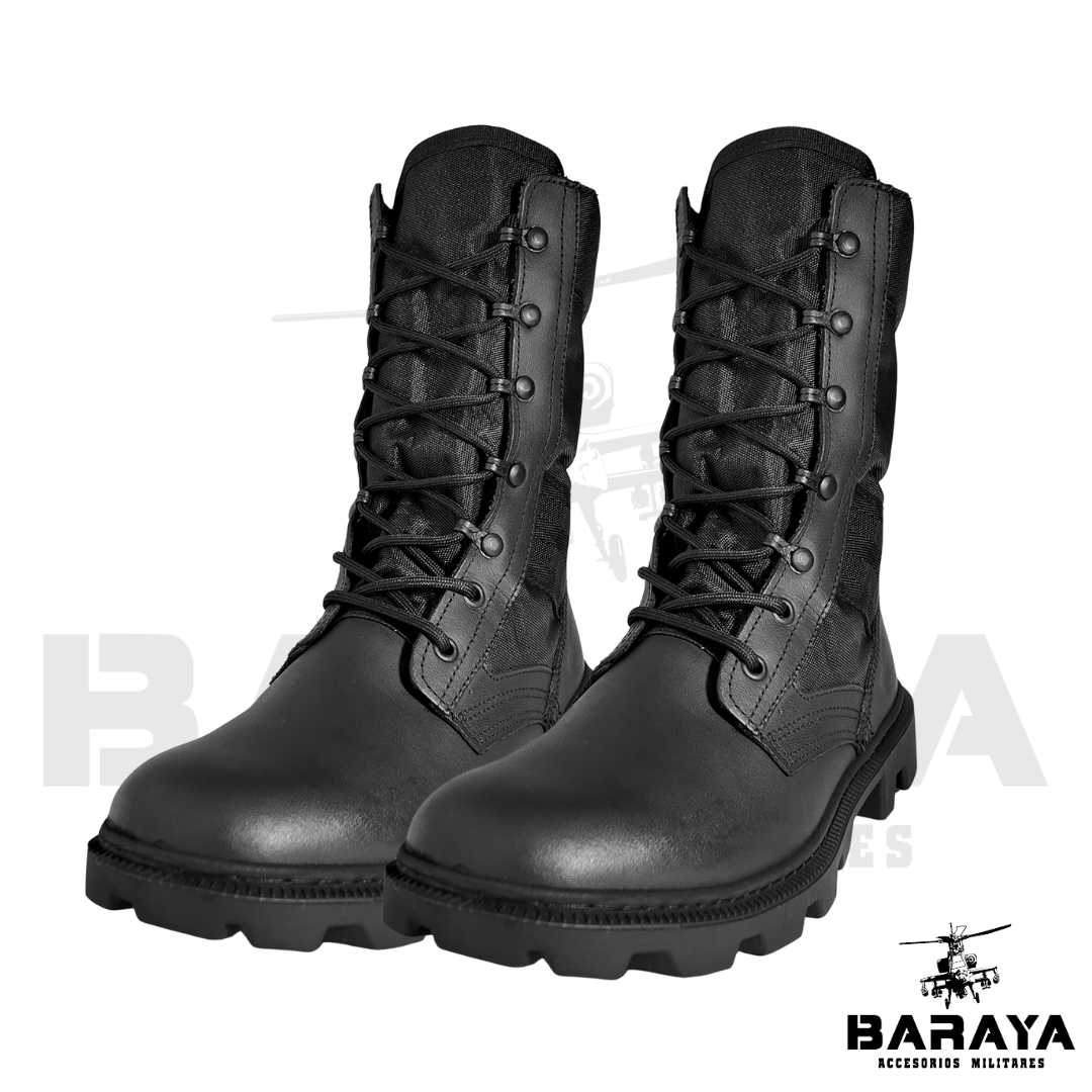 Botas Militares Cuero Lona - Imagen 2